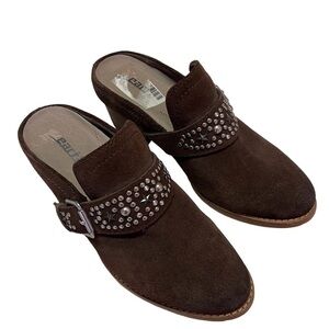 Earth Denton Star Studded Brown Suede Mules 5.5B